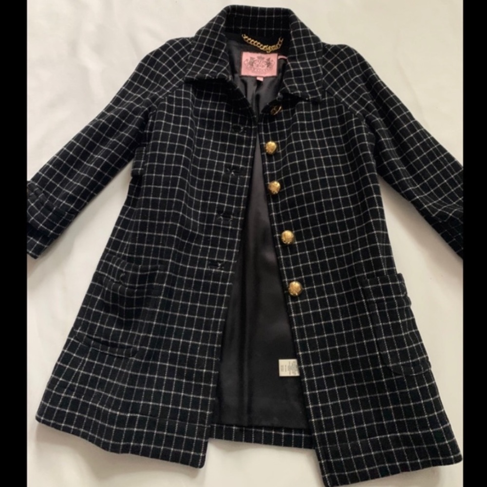 Juicy Couture Black & White Windowpane Coat